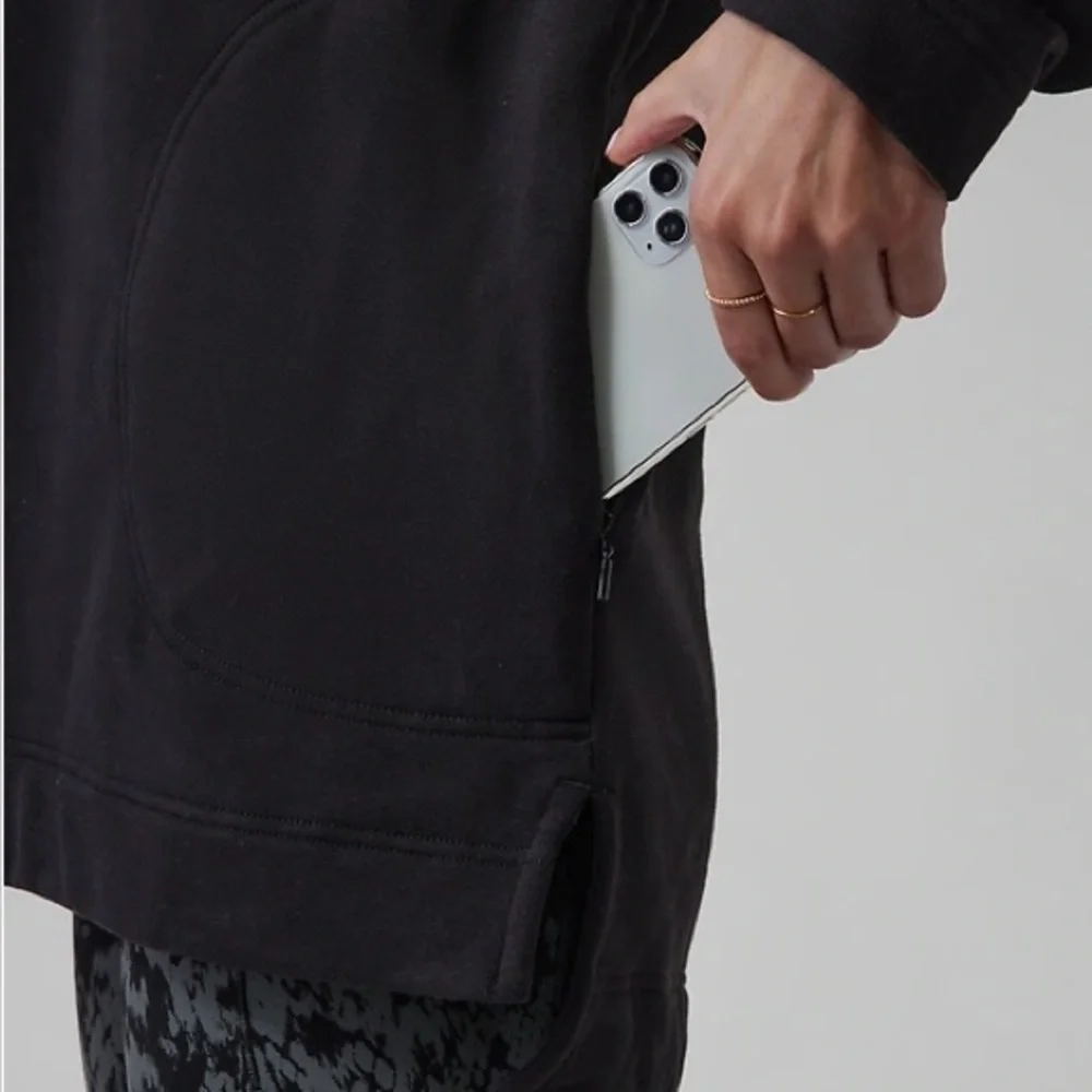 Women's Black ATHLETA Retroplush Tunic Hoodie in Size Large Excellent Condition - Picture 3 of 10